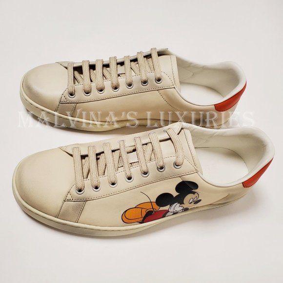 GUCCI SNEAKERS MENS LEATHER DISNEY ACE MICKEY MOUSE SIGNATURE SHOES - Picture 5 of 16